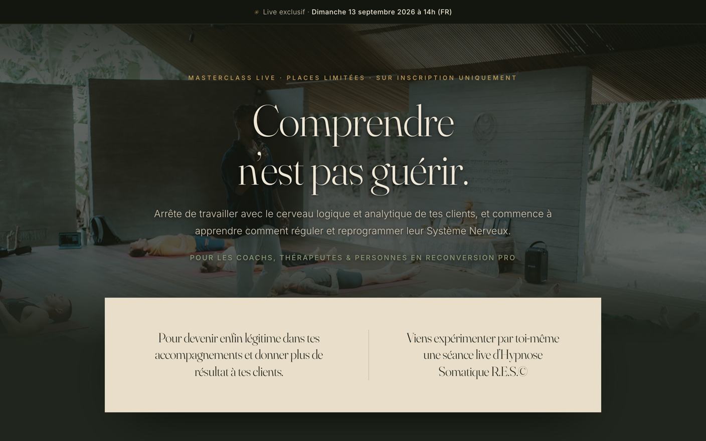 La page d'inscription au webinaire